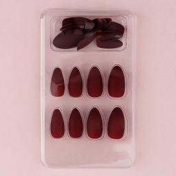 Накладные ногти Бордо, 24 шт., клеевые пластины, форма миндаль, матовые, бордовые - Beauty fox фото 4