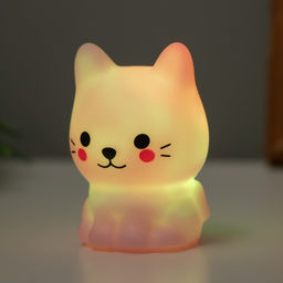 Фигурка светящаяся RISALUX «Милый кот», LED-ночник, 2 Вт, LR44, розовый, 3.5×3×5.5 см