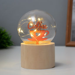 Фигурка светящаяся RISALUX «Люблю кофе», LED-ночник, 3×AG10, шар-8 см, 6.5×6.5×11.5 см
