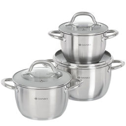 Набор посуды нерж. сталь, 6 предметов, кастрюли 1.9, 2.7, 3.7 л, индукция, Daniks, Перл, GS-01205-6  фото 8