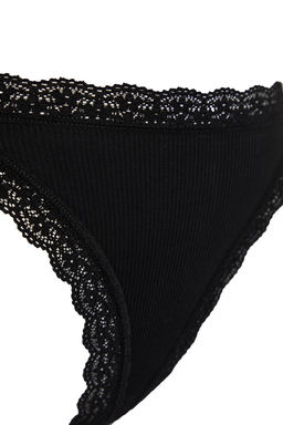 TRENDYOLMILLA Siyah-Beyaz-Ten 3lu Paket Pamuklu Fitilli Dantelli String Orme Kulot THMSS24KU00004  фото 8