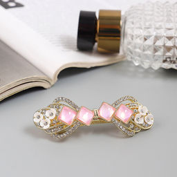 Заколка - автомат для волос «Розмари», бант, 7 см, золото