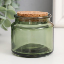 Цена за 2 шт. Банка для свечей стеклянная с пробкой «Зелёная» 100 мл 6.5×6.5×6.5 см