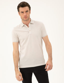 A__k Gri Slim Fit Polo Yaka Merserize T-shirt