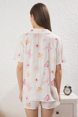 Trendyolmilla Cok Renkli Eglence Desenli Viskon Sortlu Dokuma Pijama Tak?m? THMSS25PT00311  фото 4