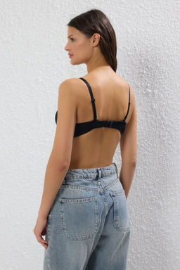 TRENDYOLMILLA Beyaz Micro Cizgili Butun Kap Straplez Orme Sutyen THMSS25SU00037  фото 4