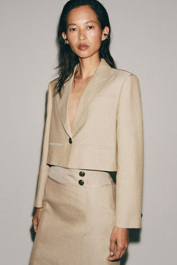 BLAZER CROPPED RAYAS ZW COLLECTION / Beige - Zara фото 5