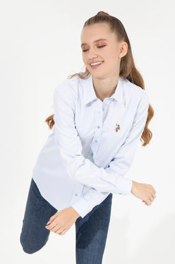 U. S. Polo Assn Женская голубая базовая рубашка с длинным рукавом