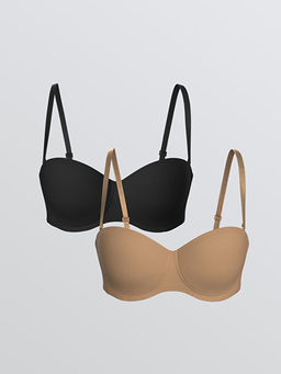 Balenli Dolgusuz D?z Straplez S?tyen 2li