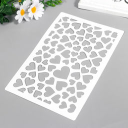 Пластиковый трафарет для творчества «Сердечки», шаблон, 24×16 см