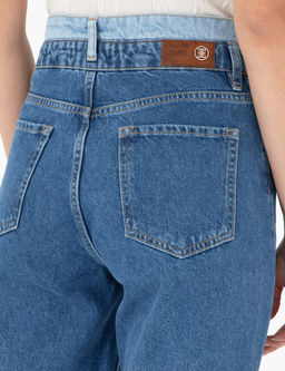 Koyu _ndigo Mom High Waist Fit Jean Pantolon
