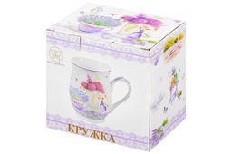 Кружка 350 мл 11,5*8,2*10 см "Лаванда" бочонок, фарфор NEW BONE CHINA