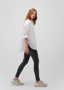 Siyah Suni Deri Tayt - Mavi фото 3