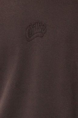 TRENDYOL MAN Koyu Kahverengi Oversize/Genis Kesim Kabartma Yaz? Bask?l? Ici Polarl? Sweatshirt TMNAW25SW00053 - Trendyolmilla фото 9