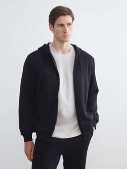 Kap??onlu Uzun Kollu Erkek Fermuarl? Sweatshirt