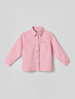 Рубашка джинсовая для девочек оверсайз розовая - Mark formelle фото 5