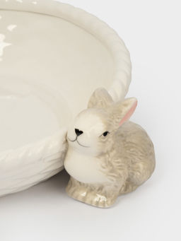 Ваза для фруктов, 26х6 см, керамика, молочно-серая, Кролики с корзинкой, Brown Rabbit - Anna lafarg фото 5