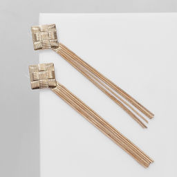 Серьги висячие Одиссея плетение, цвет золото