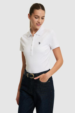 Kad_n Beyaz Polo Yaka Basic Ti__rt