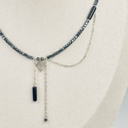 Чокер из Гематита и Агата