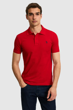 Erkek Slim Fit Fit Polo Yaka K_rm_z_ Basic Ti__rt