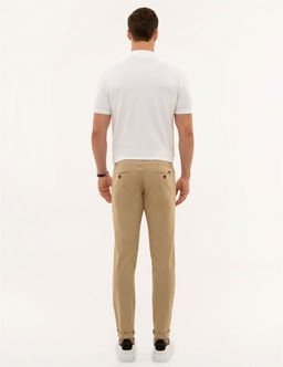 Camel Slim Fit Keten Kar___ml_ Chino Pantolon - Pierre cardin фото 4