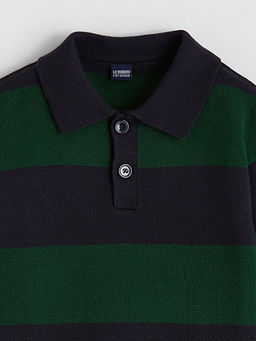 Polo Yaka ?izgili Erkek ?ocuk Triko Kazak