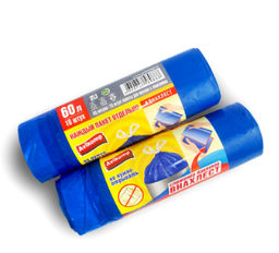 Avikomp Пакеты д/мусора с завязками 60л*10шт Уникальные технологии, #ВНАХЛЕСТ, ПСД, в Рулоне, голубой