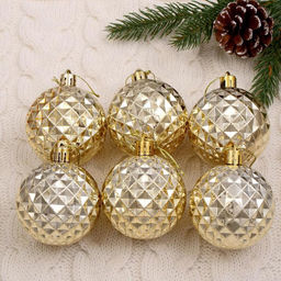 Цена за 2 шт. Ёлочные игрушки Объёмная сеточка, шары новогодние, d=6 см, набор 6 шт., золотистый
