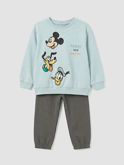 Mickey Mouse Bask?l? Erkek Bebek E?ofman Tak?m?