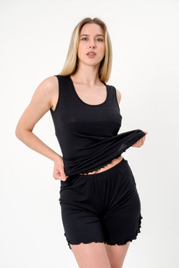 Пижама женская Сима из майки и шорт из вискозы коллекция Лотос,черный - Амадэль фото 5