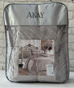 КПБ AKAY SATIN A.GRI с одеялом светло-серый евро  фото 2