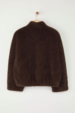 Koyu Kahverengi Oversize Kal?p Pelus Bomber Mont TWOAW26MO00063