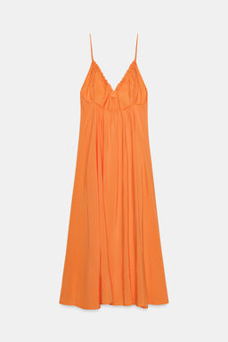 VESTIDO MIDI FLUIDO LAZADA / Naranja - Zara фото 6