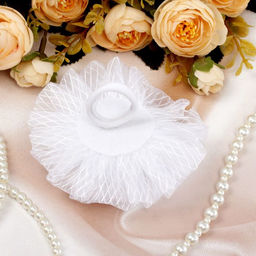 Цена за 6 шт. Бант для волос на резинке Школьница, полосатик серединка, d=9 см, белый - Simaland фото 2