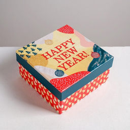 Коробки подарочные новогодние набор 6 в1 Happy new year, 10×10×6 - 20×20×11 см