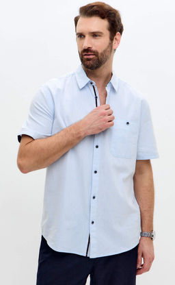 Рубашка к/р лен F611-0485 l.blue - Fine joyce фото 9