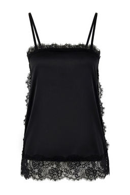 Siyah Dantel Garnili Rahat Kesim Saten Party Bluz TPRSS26BZ00036 - Trendyolmilla фото 5