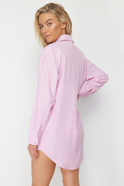 TRENDYOLMILLA Mavi Cizgili Dokuma Plaj Gomlegi TBESS22GO0664  фото 30