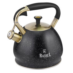 Чайник из нержавеющей стали 3 л со свистком,цвет: чёрный (М-7903) /Rashel/