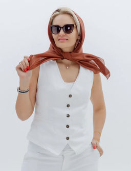 K13593 Платок 90/90 хлопок, вискоза КОРИЧНЕВЫЙ