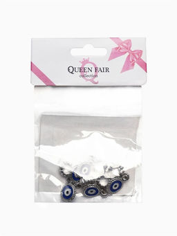 Цена за 5 шт. Шарм подвеска «От сглаза», бело-синий в серебре