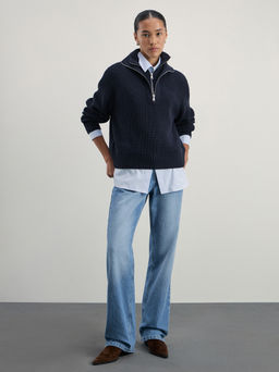 Джемпер на молнии из смесового хлопка / Zarina  фото 2