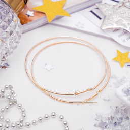 Серьги кольца Классика d=7 см, цвет золото - Queen fair фото 2