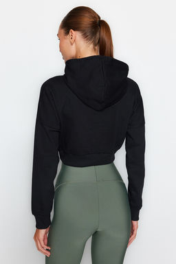 Siyah Crop Kapusonlu Ici Polarl? Orme Spor Sweatshirt TWOAW21SW0662 - Trendyolmilla фото 6