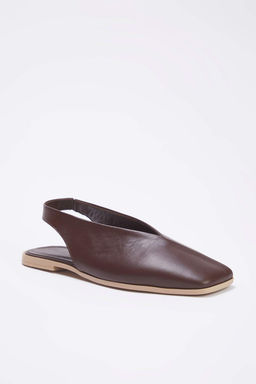 Trendyolmilla Shoes Taba Hakiki Deri Arkas? Ac?k Kare Burun Kad?n Babet TAKSS25BE00018  фото 2