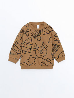 Bisiklet Yaka Bask?l? Erkek Bebek Sweatshirt ve E?ofman Alt 2li Tak?m - Waikiki фото 2