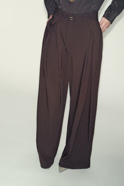 WIDE-LEG TROUSERS WITH THIN BELT - Zara фото 8