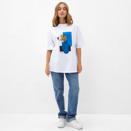 Футболка женская MINAKU: Exclusive print, белая, размер 44