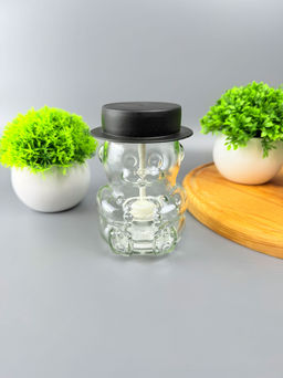 Банка для мёда стекл. 275 мл "МИШКА" с ложкой-веретено шляпа чёрная 475-98505